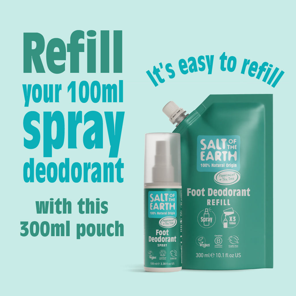 Peppermint & Tea Tree - Foot Deodorant Spray Refill Pouch 300ML