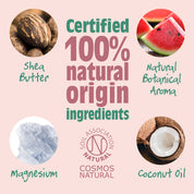 Salt of the Earth Melon + Cucumber stick deodorant made with 100% natural ingredients, including shea butter, coconut oil, magnesium, and natural botanical aroma.