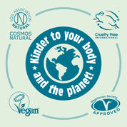 Salt of the Earth deodorant stick certified by COSMOS Natural, Cruelty-Free International, Vegan Society, and Vegetarian Society.