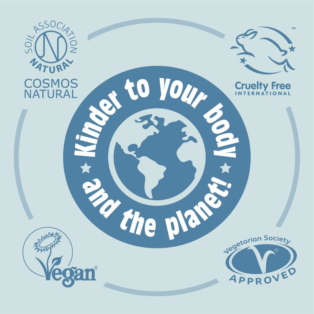 Salt of the Earth certified by Soil Association, COSMOS Natural, Cruelty Free International, Vegan Society, and Vegetarian Society