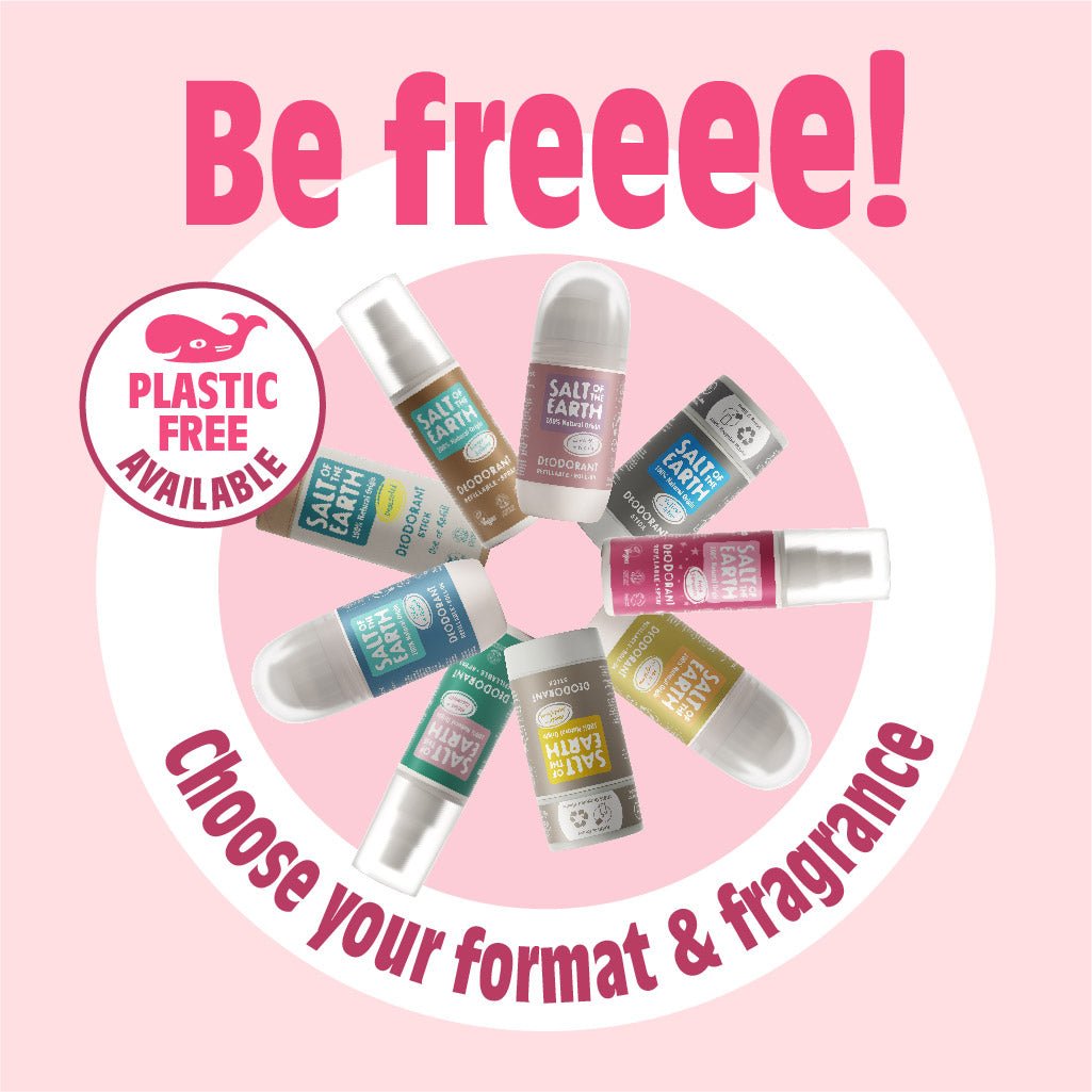 Be free! Choose your format and fragrance from Salt of the Earth’s plastic-free deodorant range